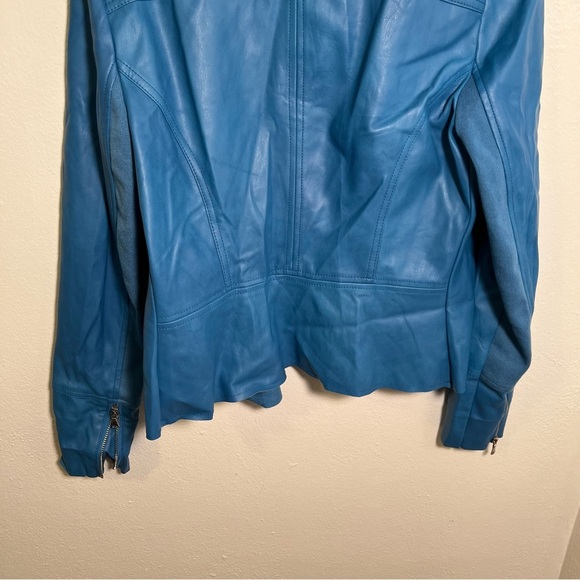 INC International Concepts Vegan Leather Draped Front Jacket Blue M - Picture 10 of 13